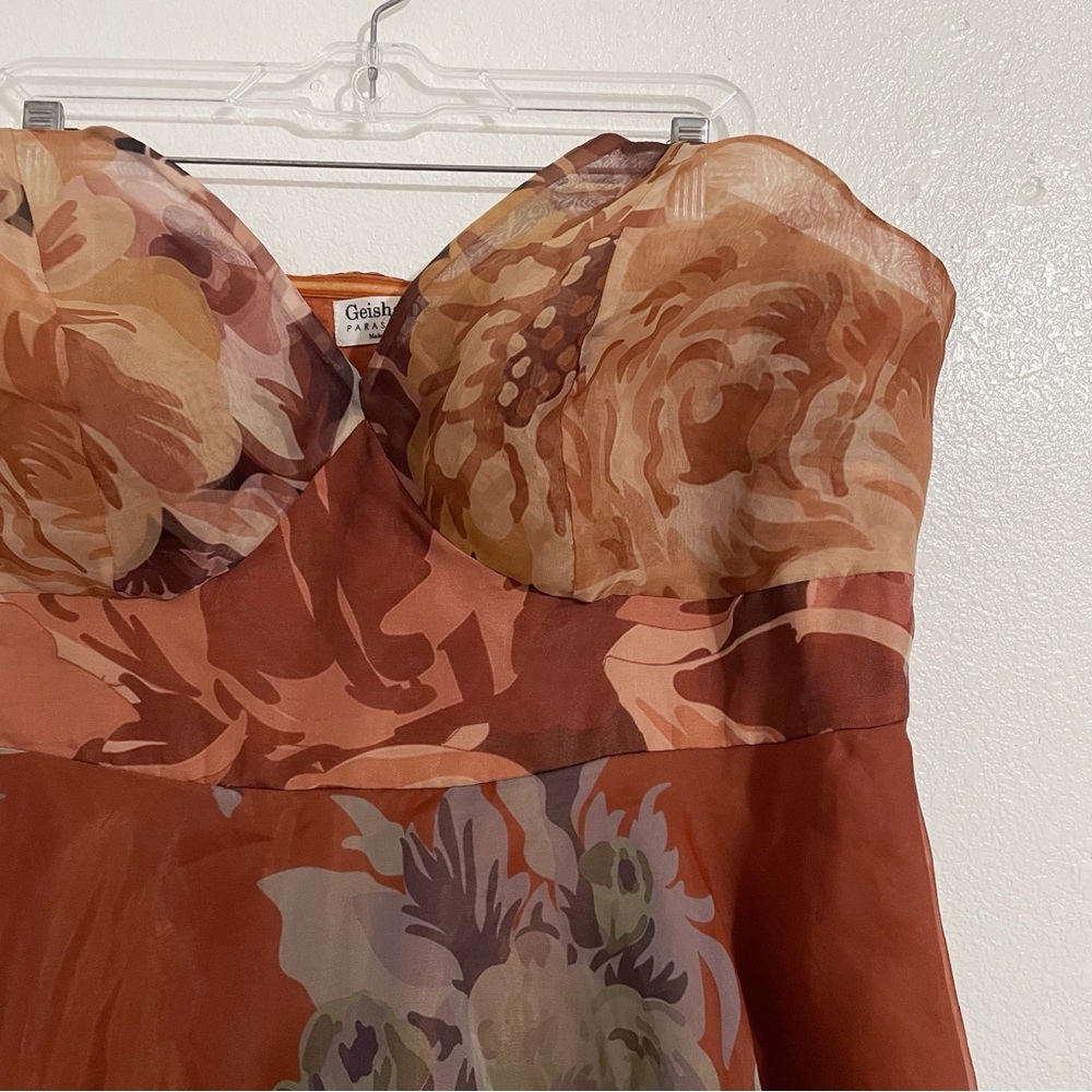 Anthropologie Geisha Designs Martina Floral Strapless Maxi Gown Dress in Brown - Picture 7 of 12